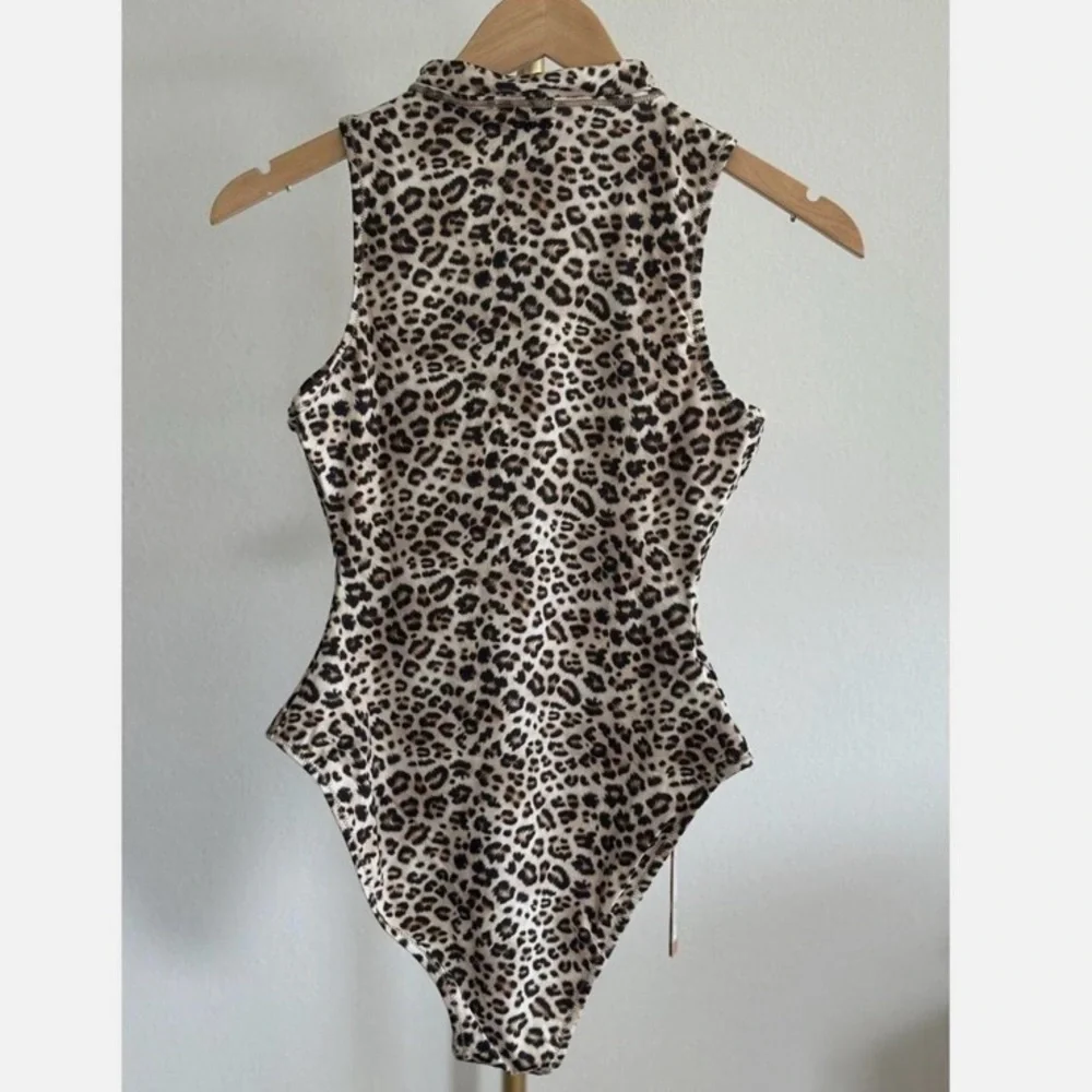 SKIMS Leopard Zip Front One Piece Swimsuit XS
